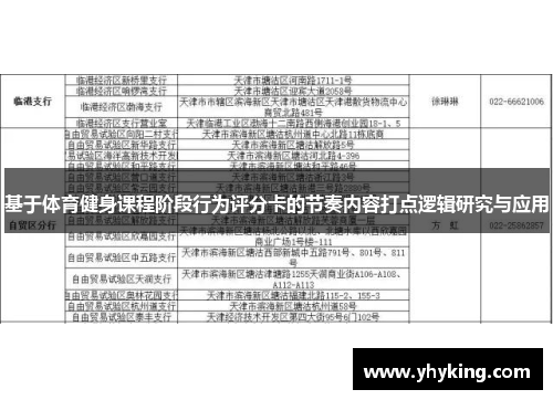 基于体育健身课程阶段行为评分卡的节奏内容打点逻辑研究与应用